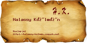 Halassy Kálmán névjegykártya